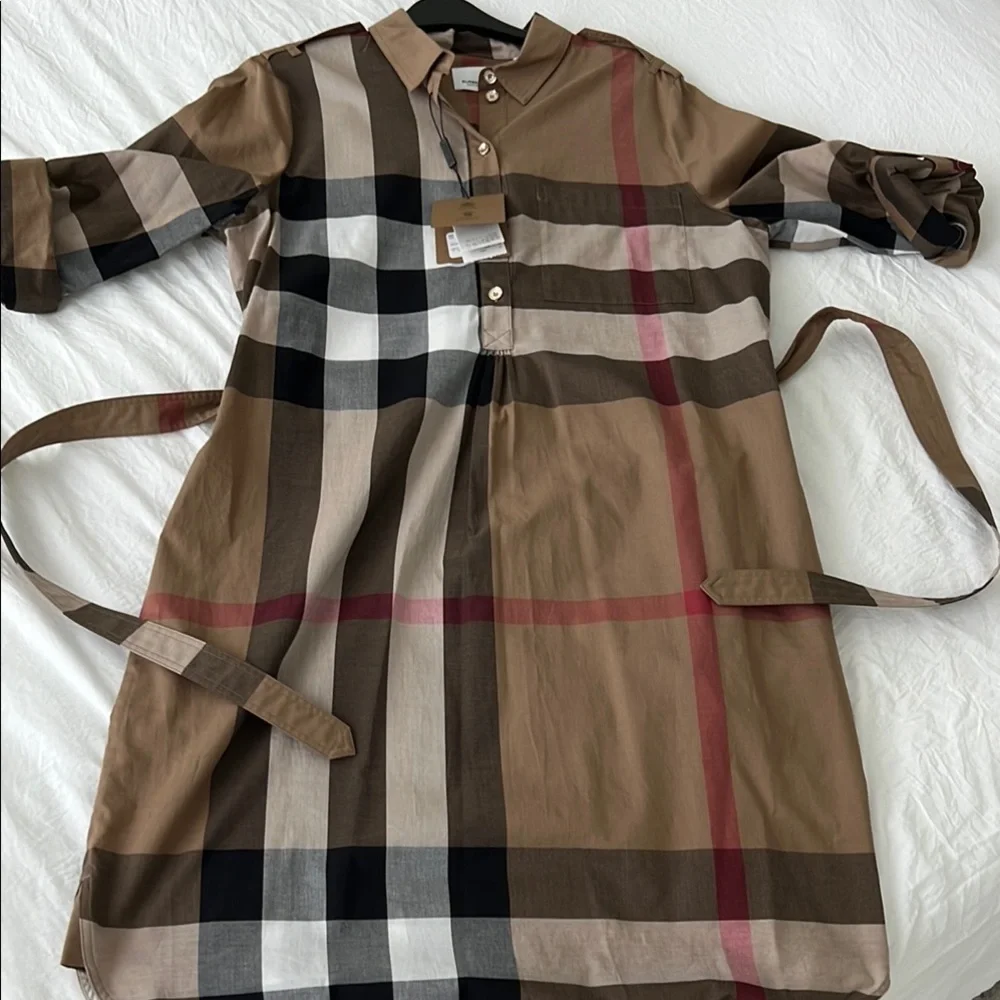 Burberry Women's Plaid Dress - Brown and Black - Picture 9 of 13
